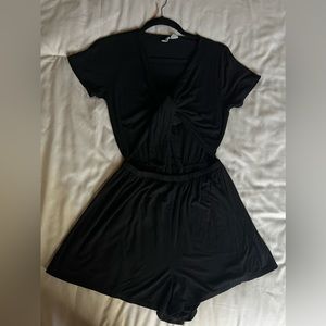 Black tie front romper